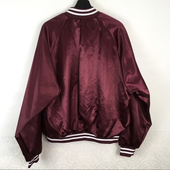 Vintage Taylor burgundy oversized satin bomber varsity jacket xxl unisex - Picture 11 of 11